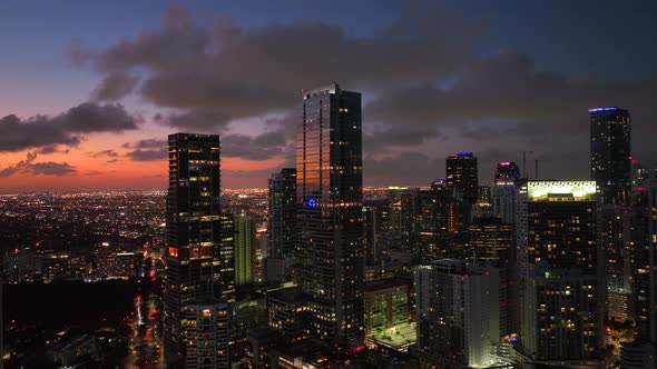 Beautiful view of Miami Brickell during sunset