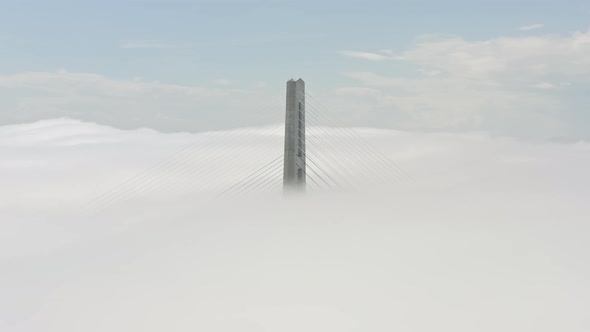 Aerial View of the Top of the Pylons of the Russian Bridge