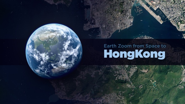 Hong Kong Earth Zoom to the City from Space