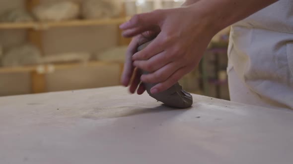 Young female potter working in her studio