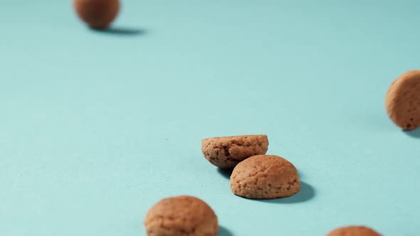 Scattered traditional dutch cookies kruidnoten gingersnaps