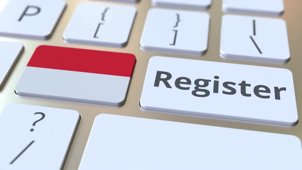 Register Text and Flag of Indonesia on the Keyboard