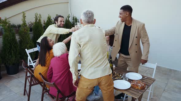 Family and friends having dinner together