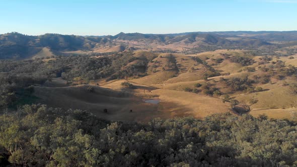 Beautiful Australian Bush Land with Mountains and Lake Drone 4K