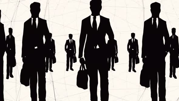 Silhouettes With Connected Business People