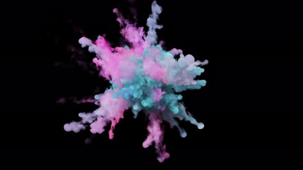 Explosion of Colorful Multicolored Smoke