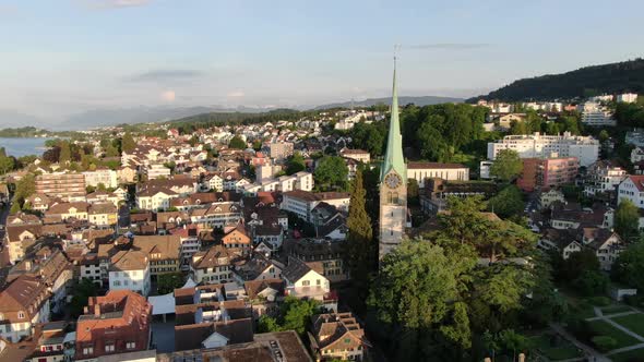 Drone view of Horgen town in the canton of Zurich in Switzerland