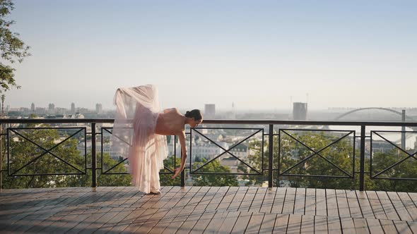 Professional Ballerina Shows Excellent Flexibility of Body