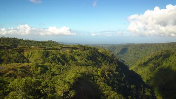 Beautiful valley in a lush tropical rainforest.