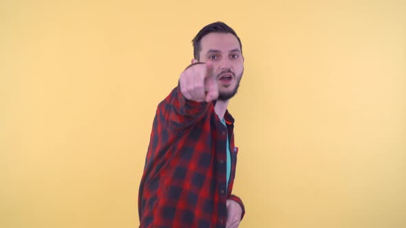 Young Bearded Man Dancing Having Fun with Good Mood