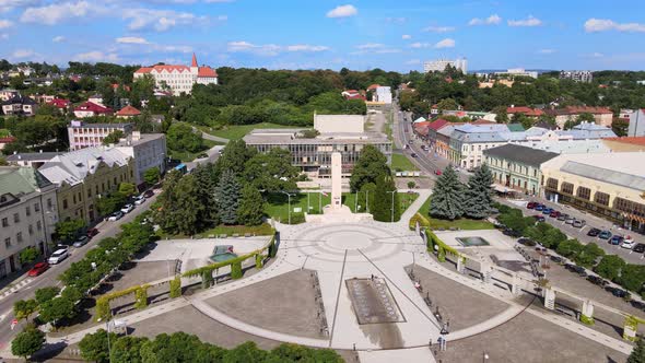 Aerial view of the town of Levice in Slovakia