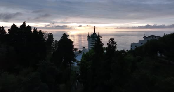 Tsikhisdziri, Georgia - May 8 2022: Aerial view of Castello Mare Hotel