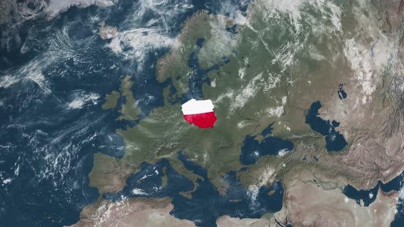 4K Globe Map of Poland with a flag (Highlighted)