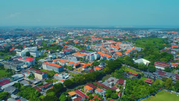 Aerial View Over The City On An Tropical Island