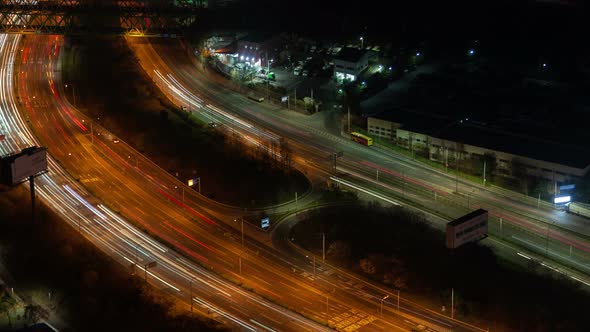 Timelapse Seoul Wide Road with Cars in Heavy Night Traffic