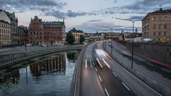 Traffic Over Bridge in Stockholm