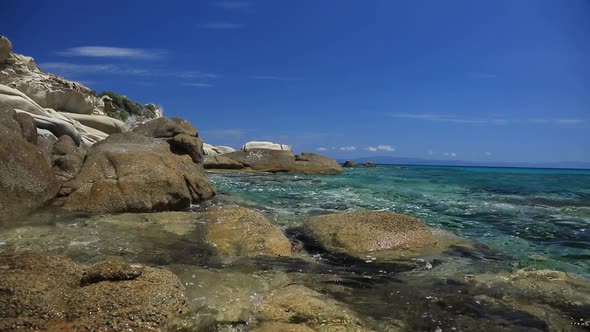 Greece rock beach in summer time season