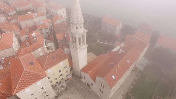 Citadel of the Old Town of Budva in the Fog