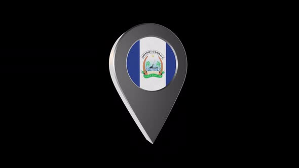 3d Animation Map Navigation Pointer With Flag Of Abidjan(Cote D'ivoire) With Alpha Channel - 2K