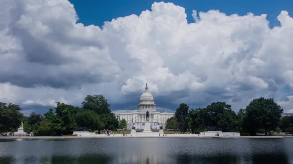 Billowing  clouds above U.S. Capitol Building - Time lapse
