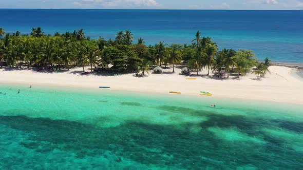 Paradise Of Kalanggaman Island With White-sand Beach And Coconut Trees At Summer In The Philippines.