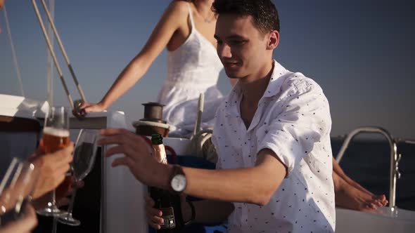 Young People is Resting on the Sailing Yacht