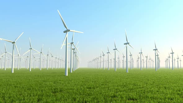 Wind Turbines on the green field