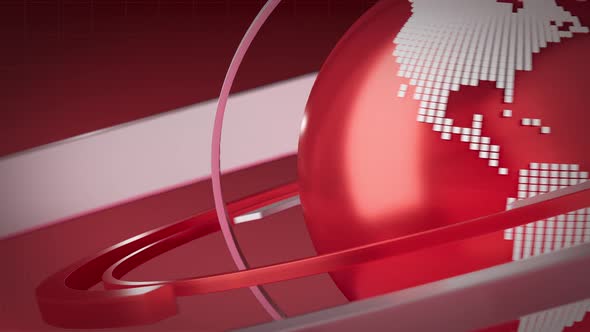 3D World News Background Loop Digital World Breaking News Studio Background for News Report and