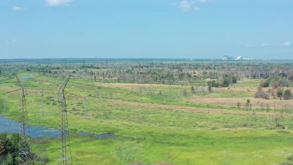 Aerial of Chernobyl Zone and Pripyat City