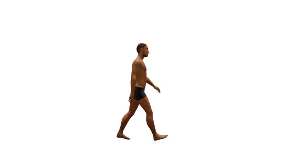 Young Man Walking in Sea Shorts