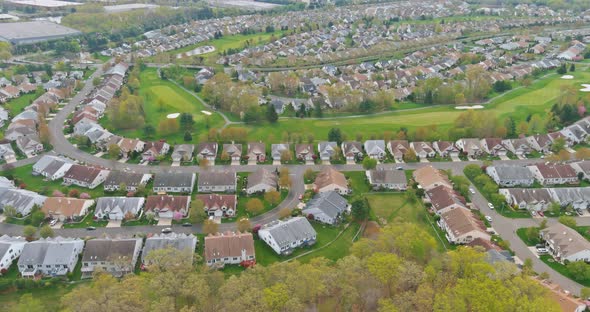 Settlement with Houses in a Sayreville Small Town From Above