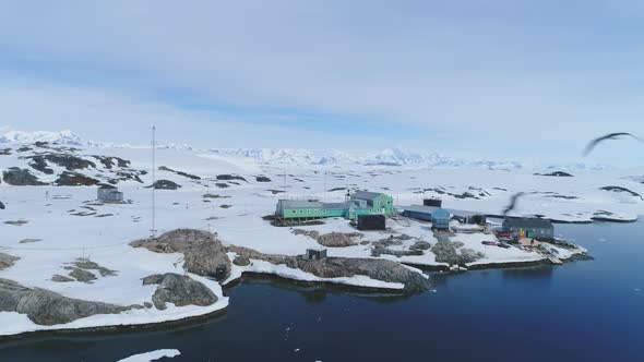 Antarctica Peninsula Vernadsky Station Aerial View