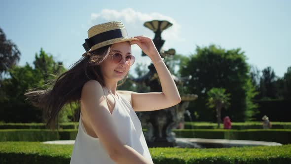 Cheerful Girl in the Garden of Lednice Palace Czech Republic