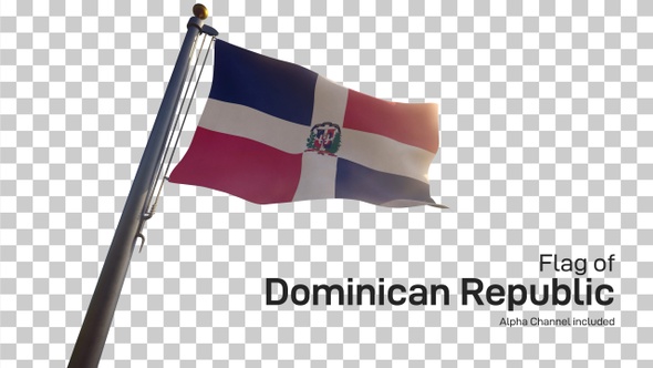 Dominican Republic Flag on a Flagpole with Alpha-Channel