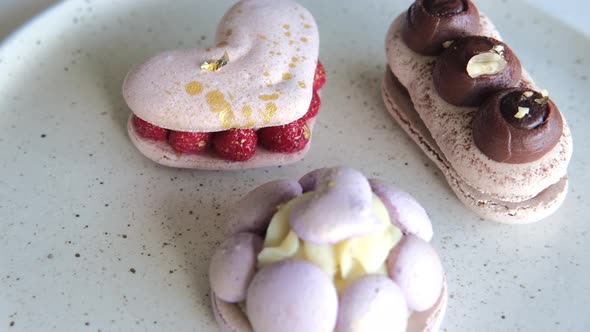 Romantic Heartshaped Sweet Cakes on the Plate Delicious Valentines Ideas for the 14Th of February