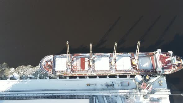 Cargo ship aerial view