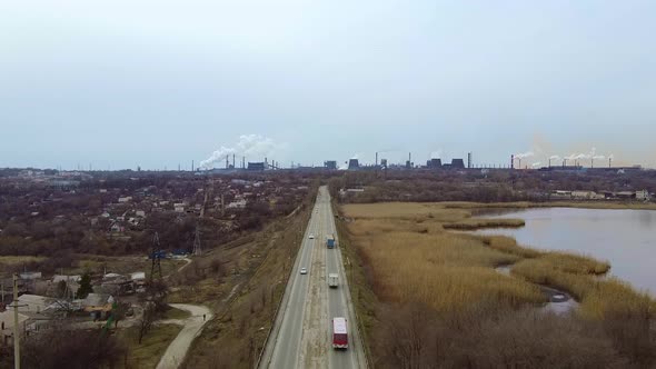 A Large Industrial Area in a City