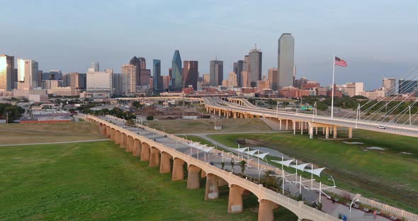 Establishing aerial shot of downtown Dallas