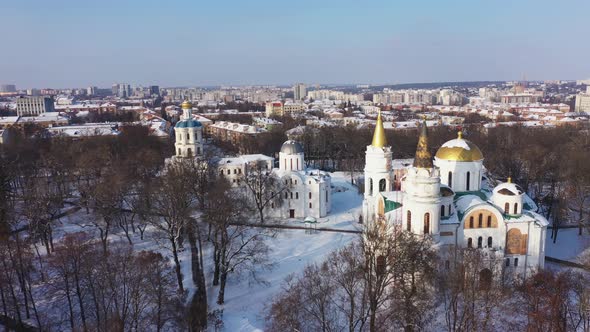 Welcome to Chernigiv at the Winter Aerial View