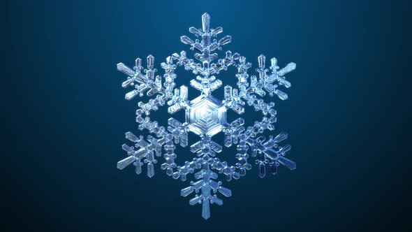 Spinning Snowflake On Blue Background