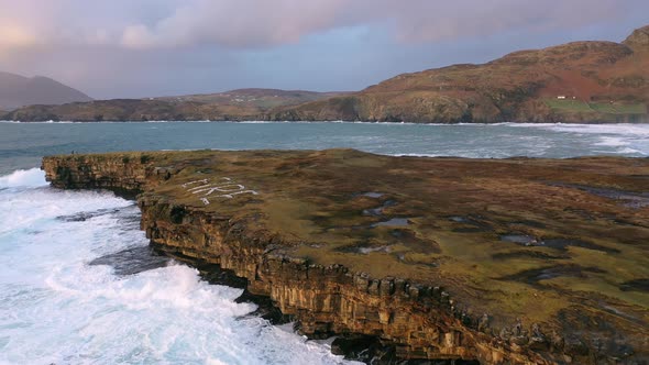 Huge Waves Breaking at Muckross Head, A Small Peninsula West of Killybegs, County Donegal, Ireland