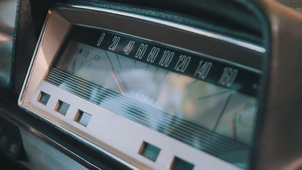 Car Retro Dashboard. Vintage Retro Speedometer and Instrument Panel of Old Car