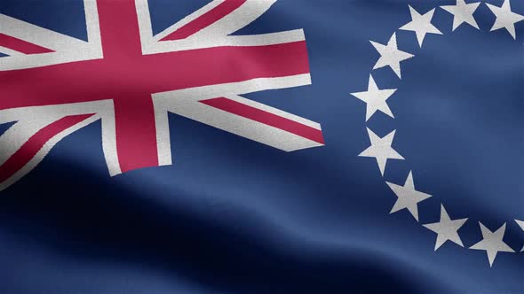 Cook Islands Flag Seamless Closeup Waving Animation