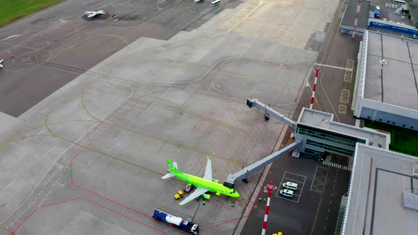 Airport apron aerial view