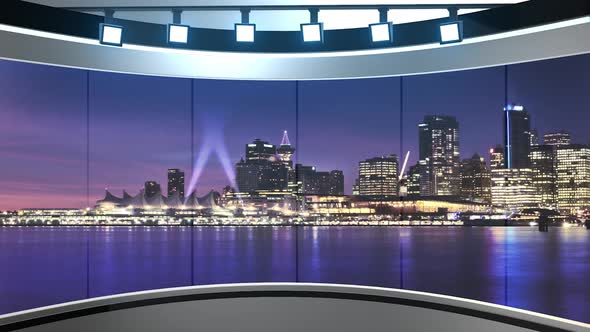 3D Virtual Studio Set With Panoramic View Of The City  2