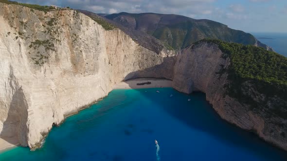 4K drone footage of Navagio Beach (Shipwreck Beach) on Zakynthos island