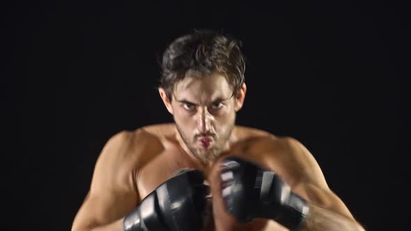 Athletic Male Boxing Slow-Motion