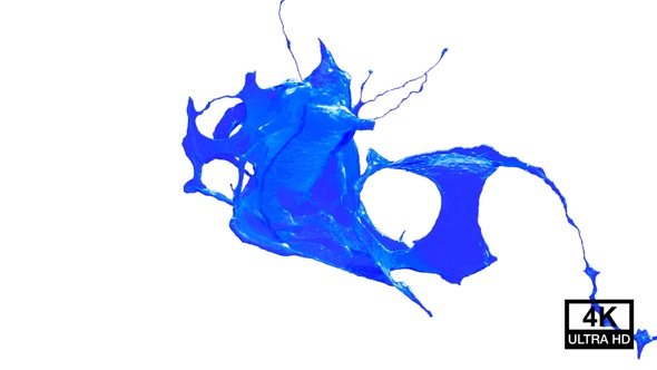 Collision Of Streaming Blue Paint Splash V6