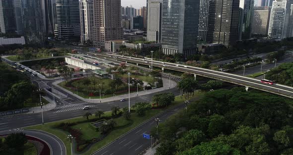 Drone aerial footage of landscape in shenzhen city,China