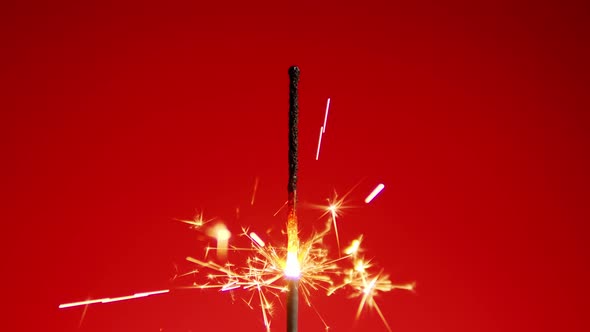 The Sparks From the Bengal Lights on the Dark Background